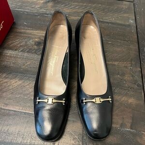 Black heeled loafers